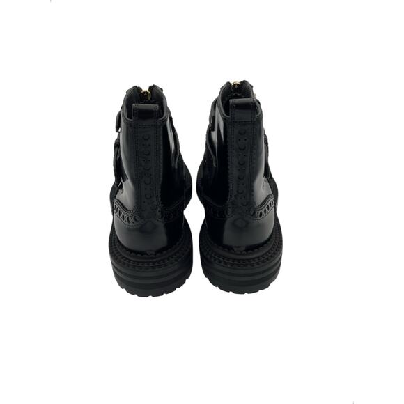 Burberry English Icons Everdon Brogue Black Ankle Boots Size 37.5 US 7.5 - Picture 7 of 11